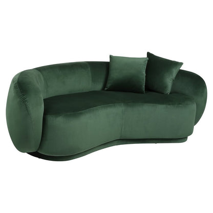 ACH-CASEW-VV-GN LivingFusion Millie 3 Seater Rounded Velvet Sofa Green