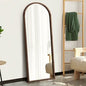 FM-B-ARCH-16560-WN Oikiture Wooden Full Length Mirror 166x60cm Arched Dressing Floor Mirrors Walnut