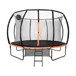 TPL-B-12FT-OR-AB Mazam 12FT Trampoline Kids Tramplines Safety Net Basketball Set Ladder Round