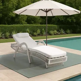 SL-FURA-BE Livsip Sun Lounge Wicker Lounger Day Bed Outdoor Patio Furniture Beige
