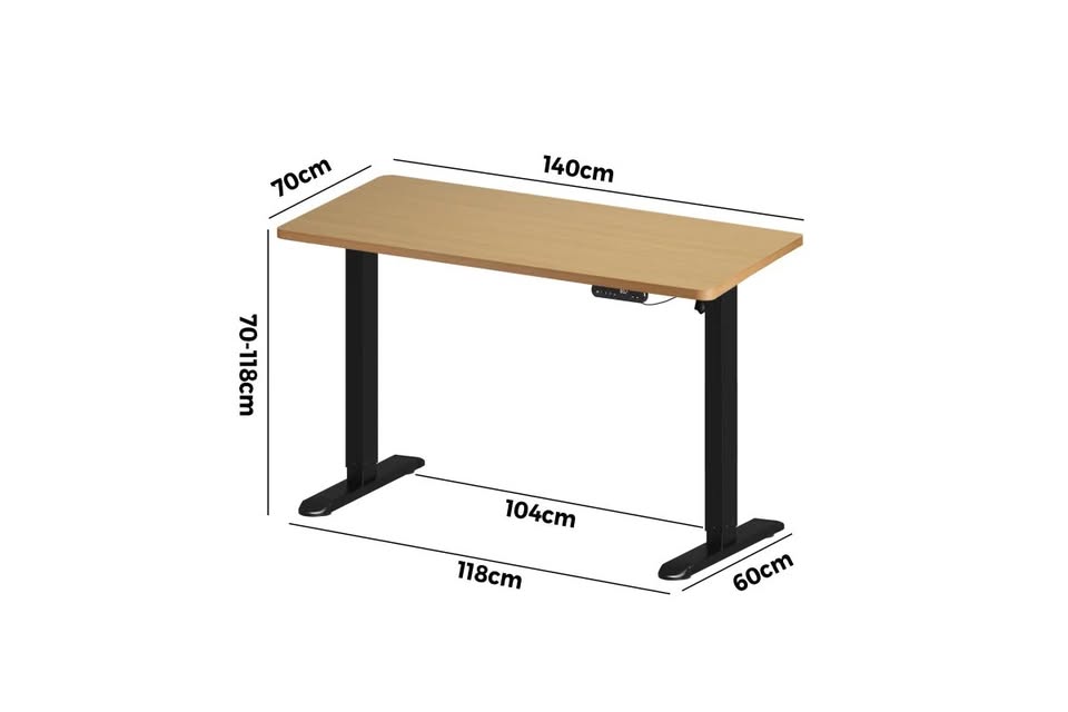 SD-LEG-140M-BK Oikiture 140cm Electric Standing Desk Adjustable Office Table Black