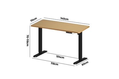 SD-LEG-140M-BK Oikiture 140cm Electric Standing Desk Adjustable Office Table Black