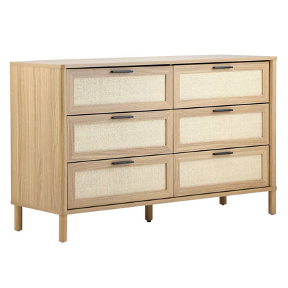 COD-YAMA-6D-WD-AB Elida Rattan 6 Drawer Chest Wood Color | Indoor Furniture