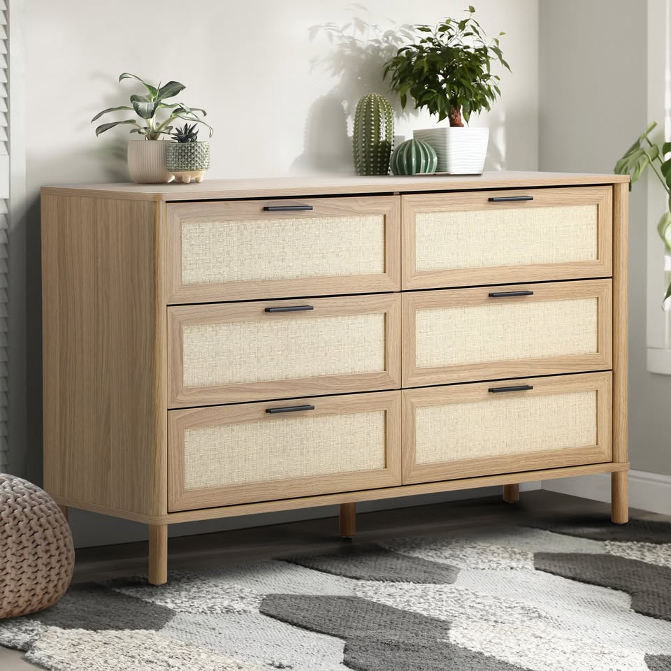 COD-YAMA-6D-WD-AB Elida Rattan 6 Drawer Chest Wood Color | Indoor Furniture