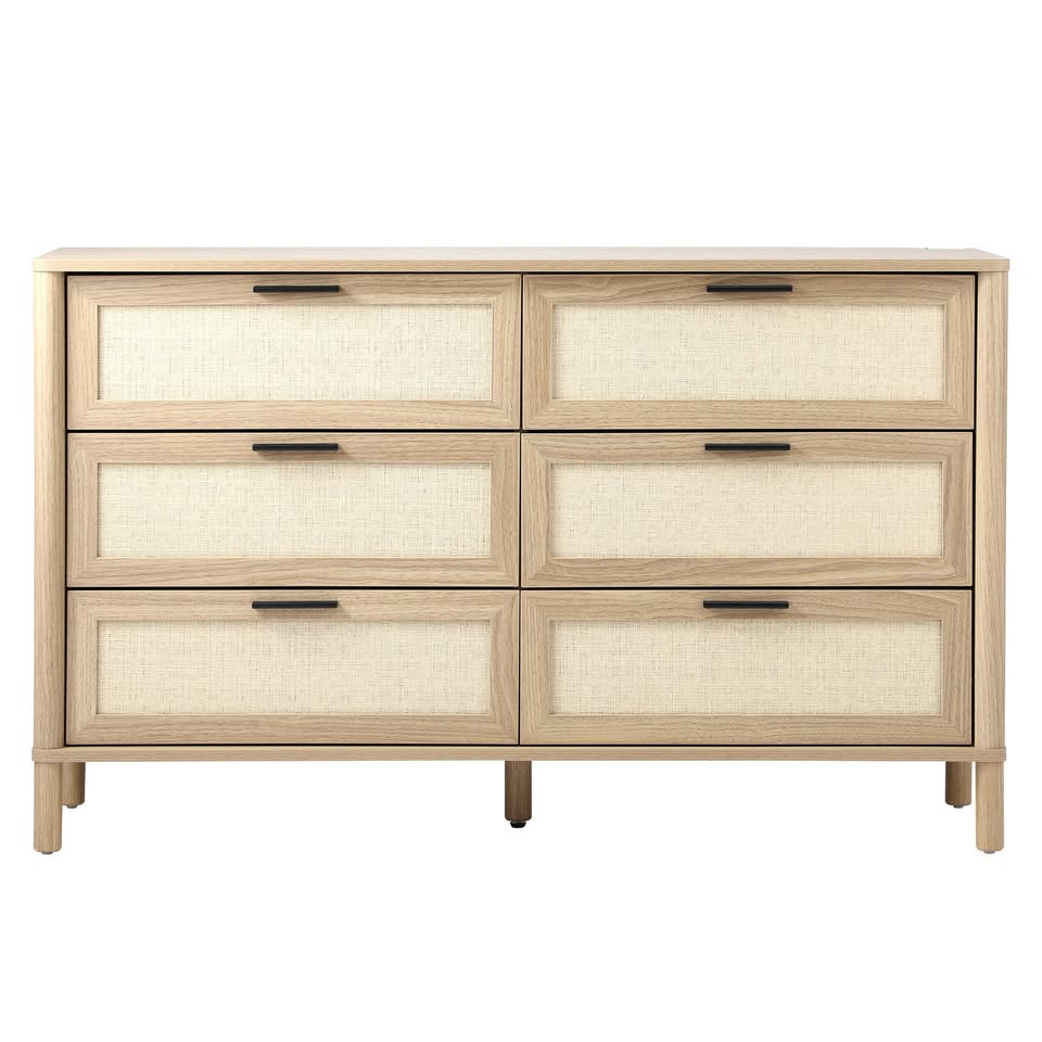 COD-YAMA-6D-WD-AB Elida Rattan 6 Drawer Chest Wood Color | Indoor Furniture
