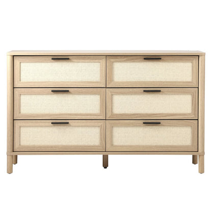 COD-YAMA-6D-WD-AB Elida Rattan 6 Drawer Chest Wood Color | Indoor Furniture