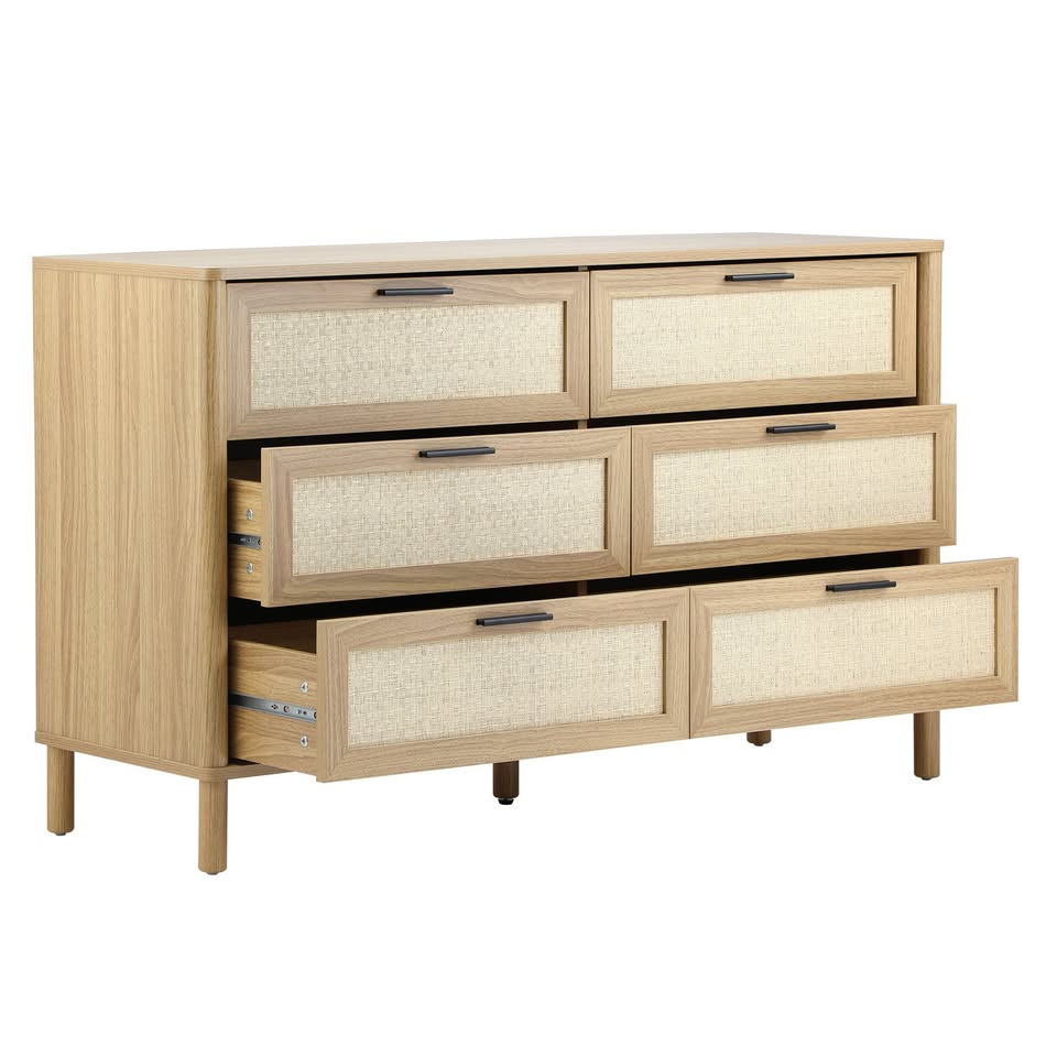 COD-YAMA-6D-WD-AB Elida Rattan 6 Drawer Chest Wood Color | Indoor Furniture