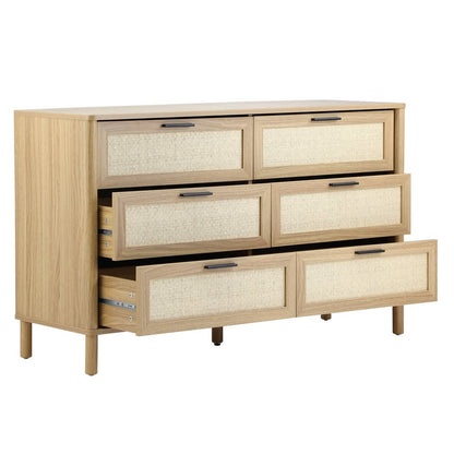 COD-YAMA-6D-WD-AB Elida Rattan 6 Drawer Chest Wood Color | Indoor Furniture