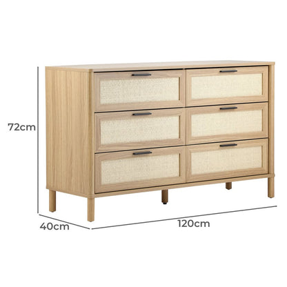 COD-YAMA-6D-WD-AB Elida Rattan 6 Drawer Chest Wood Color | Indoor Furniture