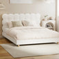 BF-D-KUKI-Q-WH-AB Oikiture Bed Frame Queen Size Tufted Bedhead Boucle Fabric White