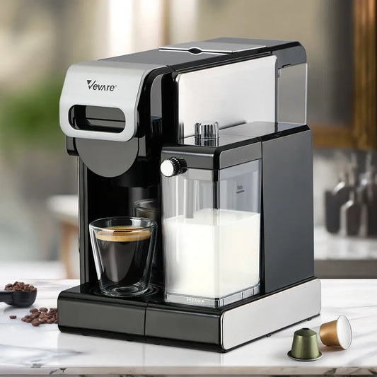 CM-5IN1-MF-A3-BK Vevare 5in1 Capsule Coffee Machine Milk Frother Nespresso Dolce-Gusto Pod Maker