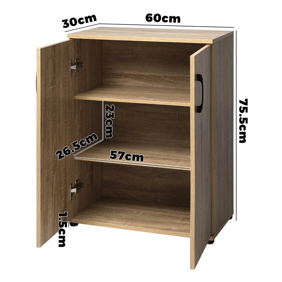 ST-CAB-NEW-C8-WD Oikiture Storage Cabinet Bathroom Cabinet Freestanding Cupboard Organiser Wooden