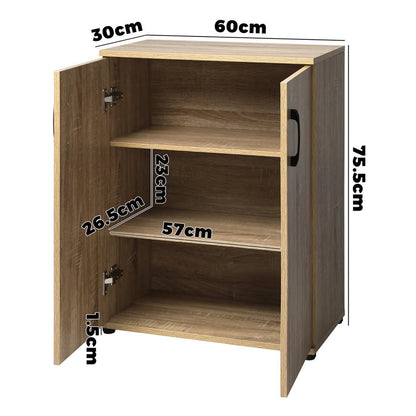 ST-CAB-NEW-C8-WD Oikiture Storage Cabinet Bathroom Cabinet Freestanding Cupboard Organiser Wooden