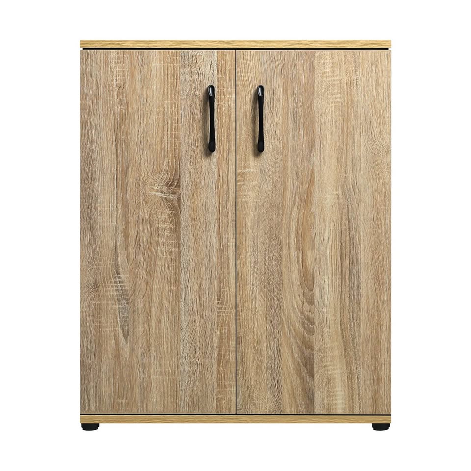 ST-CAB-NEW-C8-WD Oikiture Storage Cabinet Bathroom Cabinet Freestanding Cupboard Organiser Wooden