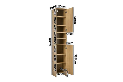 ST-CAB-A24-WD- Oikiture Bathroom Cabinet Tall Slim Floor Cupboard Natural