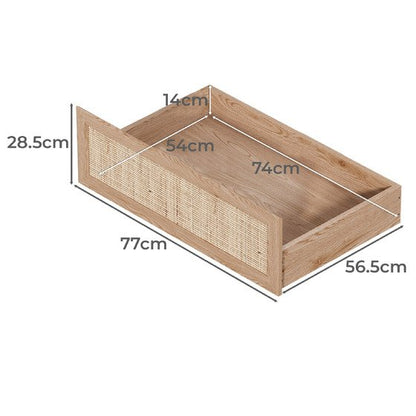 BF-MARX-D-WD-ABCD Holly Rattan Platform Single Bed with Underbed Drawers