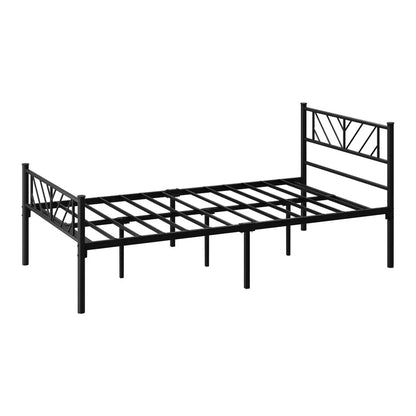 MBF-SIS-KS-BK Oikiture Metal Bed Frame King Single Bed Base Platform Black SIS