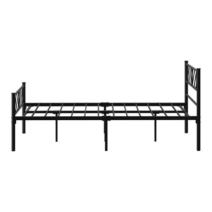 MBF-SIS-KS-BK Oikiture Metal Bed Frame King Single Bed Base Platform Black SIS