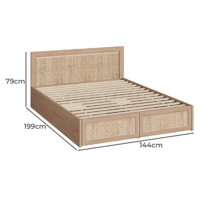 BF-MARX-D-WD-ABCD Holly Rattan Platform Single Bed with Underbed Drawers