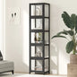SB-DISPLAY-54SD-BK Oikiture Display Cabinet 5-Tier Slim Storage Shelves Clear Bookcase Rack Black