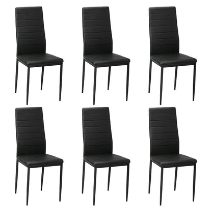 DCH-D-CLAS-BK-6PC Oikiture 6PCS Dining Chairs High-Back Kitchen Chair Padded Faux Leather Black