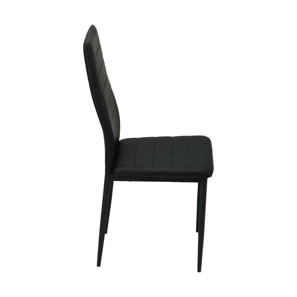 DCH-D-CLAS-BK-6PC Oikiture 6PCS Dining Chairs High-Back Kitchen Chair Padded Faux Leather Black