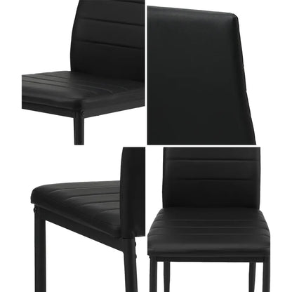 DCH-D-CLAS-BK-6PC Oikiture 6PCS Dining Chairs High-Back Kitchen Chair Padded Faux Leather Black