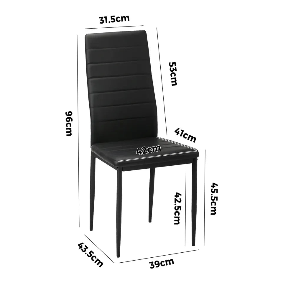 DCH-D-CLAS-BK-6PC Oikiture 6PCS Dining Chairs High-Back Kitchen Chair Padded Faux Leather Black