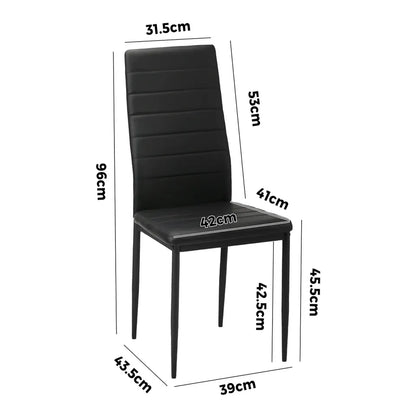 DCH-D-CLAS-BK-6PC Oikiture 6PCS Dining Chairs High-Back Kitchen Chair Padded Faux Leather Black