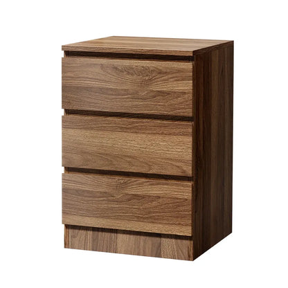 BT-VJ-LIZ-3D-WN Oikiture Bedside Table 3 Drawers Side Tables Storage Cabinet Nightstand Walnut