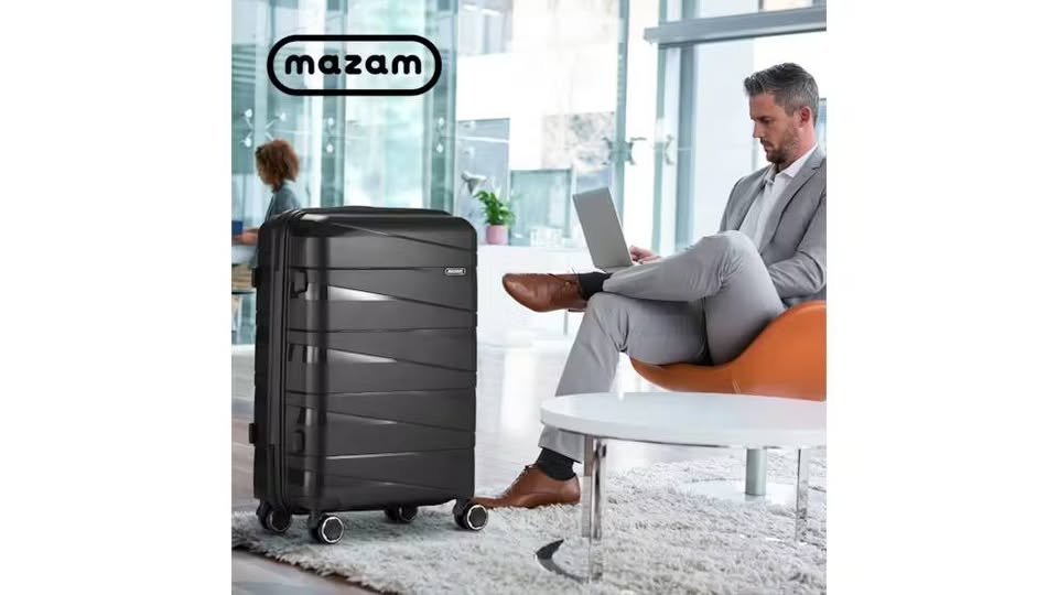 LGS-BEVEL-28-BK Mazam 28" Luggage Suitcase Trolley Set Travel TSA Lock Storage PP Case Black