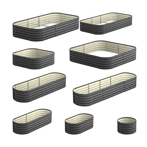 GB-AR40-2412-GY Livsip 9-IN-1 Raised Garden Bed Oval Galvanised Steel 40CM H
