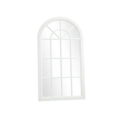 WM-B-ARCH-7651-WHWD Oikiture Window Mirror Arched Wall Mirrors Decor 76x51cm Wooden White