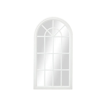 WM-B-ARCH-7651-WHWD Oikiture Window Mirror Arched Wall Mirrors Decor 76x51cm Wooden White