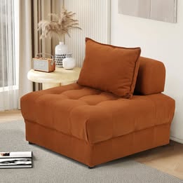 ACH-ONOR-SOF-VV-BR Oikiture 1 Seater Velvet Modular Sofa Lounge Chair Armless ONOR Back Brown