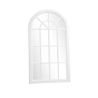 WM-B-ARCH-7651-WHWD Oikiture Window Mirror Arched Wall Mirrors Decor 76x51cm Wooden White