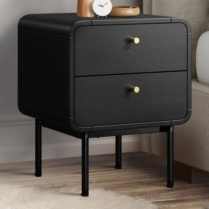 BT-VJ-SUYI-2D-BK Oikiture Bedside Table 2 Drawers Side Table Bedroom Nightstand Metal Black