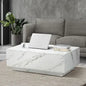 CTB-MARL-WH Oikiture Coffee Table Side Tables Sofa Cafe Desk Marble Effect Wooden White