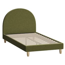 BF-B-MUNA-KS-SP-GN-AB Oikiture Bed Frame King Single Size Boucle Fabric Arched Beds Platform