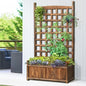 GB-WD-SQ-XL-CA Livsip Wooden Garden Bed with Trell, Raised Garden Bed Standing Flower Vegetable Planter