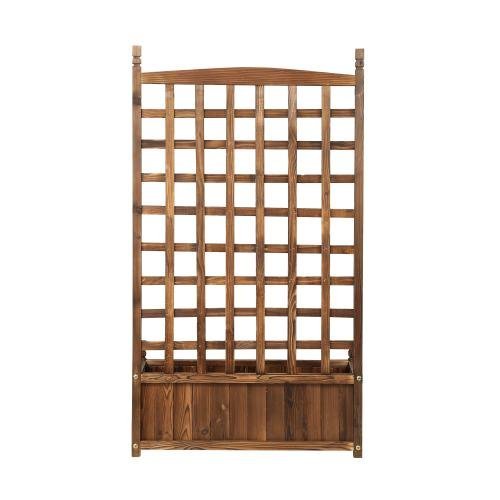 GB-WD-SQ-XL-CA Livsip Wooden Garden Bed with Trell, Raised Garden Bed Standing Flower Vegetable Planter