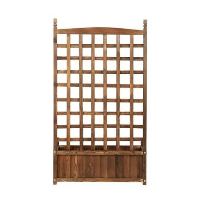 GB-WD-SQ-XL-CA Livsip Wooden Garden Bed with Trell, Raised Garden Bed Standing Flower Vegetable Planter