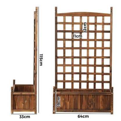 GB-WD-SQ-XL-CA Livsip Wooden Garden Bed with Trell, Raised Garden Bed Standing Flower Vegetable Planter