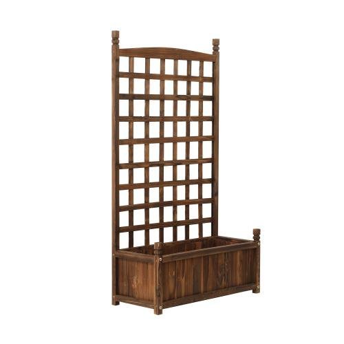 GB-WD-SQ-XL-CA Livsip Wooden Garden Bed with Trell, Raised Garden Bed Standing Flower Vegetable Planter