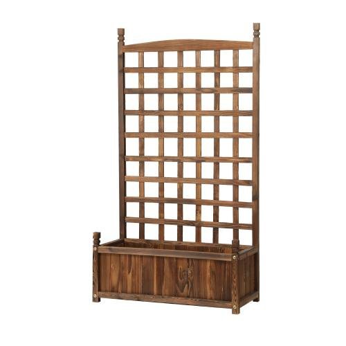 GB-WD-SQ-XL-CA Livsip Wooden Garden Bed with Trell, Raised Garden Bed Standing Flower Vegetable Planter
