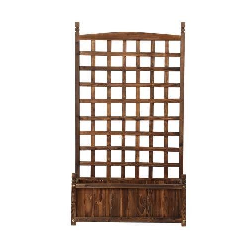 GB-WD-SQ-XL-CA Livsip Wooden Garden Bed with Trell, Raised Garden Bed Standing Flower Vegetable Planter
