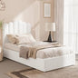 BF-B-KLON-S-WH-ABC Single Ellora Boucle Gas Lift Storage Single Bed Frame
