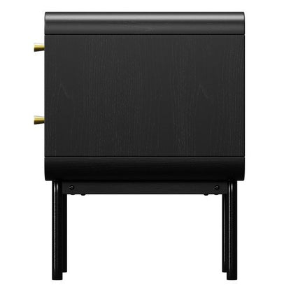 BT-VJ-SUYI-2D-BK Oikiture Bedside Table 2 Drawers Side Table Bedroom Nightstand Metal Black