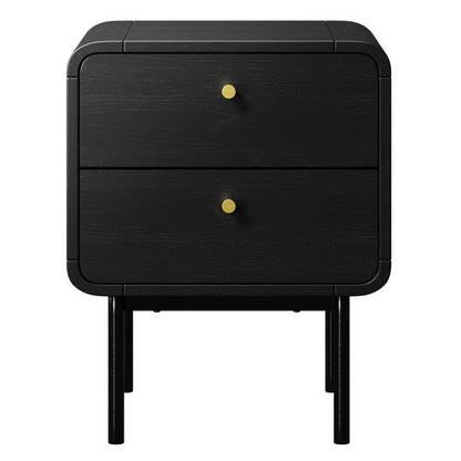BT-VJ-SUYI-2D-BK Oikiture Bedside Table 2 Drawers Side Table Bedroom Nightstand Metal Black
