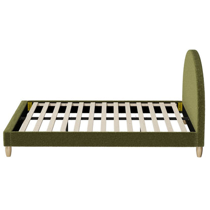 BF-B-MUNA-Q-SP-GN-AB Oikiture Bed Frame Queen Size Boucle Fabric Arched Beds Platform